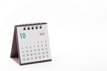 2020 October Calendar On White Background 