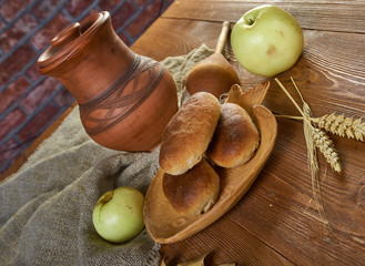 Wall Mural - Rye pie with onion and egg