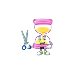 Canvas Print - Barber cartoon sandglass with character mascot shape.