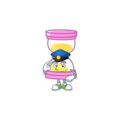 Sticker - Police cartoon sandglass with character mascot shape.