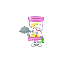 Sticker - Chef with food icon sandglass in the cartoon character