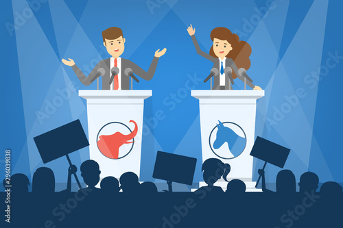 Cuadros en Lienzo Debate concept. Candidate for president at the tribune
