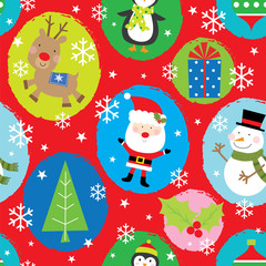 Canvas Print - cute christmas seamless pattern with christmas character design