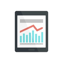 Canvas Print - Management graph on tablet icon. Flat illustration of management graph on tablet vector icon for web design