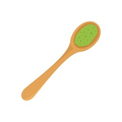 Wall Mural - Matcha in wood spoon icon. Flat illustration of matcha in wood spoon vector icon for web design