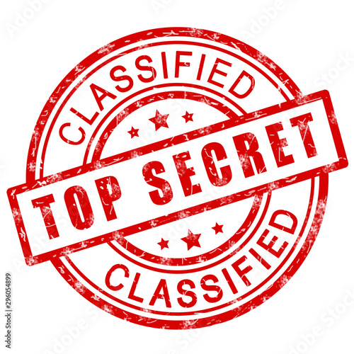 Top secret classified stamp. Red grunge icon stamp illustration. Stock