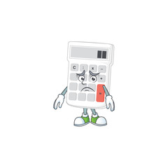 Sticker - Afraid white calculator in the character mascot