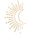 Celestial gold element for decoration and clipart on the white isolated background.