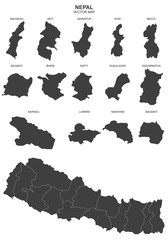 political map of Nepal isolated on white background