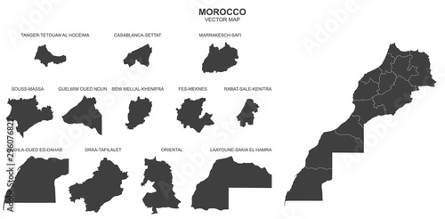 Fotomural political map of Morocco isolated on white background