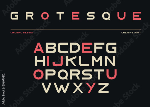 Fotografía Latin alphabet, sans serif font in grotesk retro style