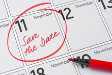 Save The Date Written On A Calendar - November 11
