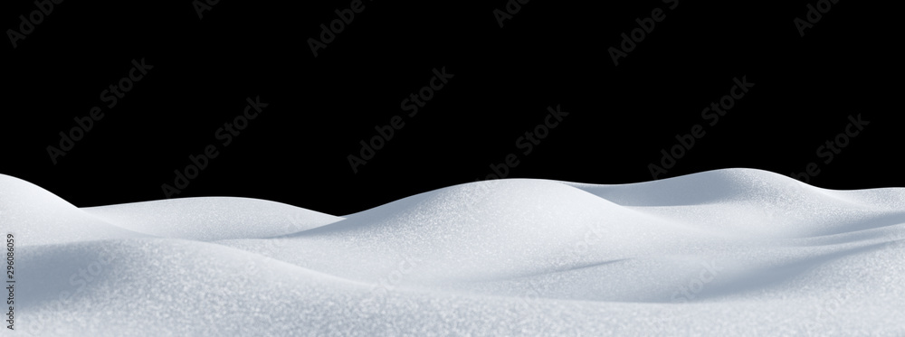 Isolated snow hills landscape. Winter snowdrift background. - obrazy, fototapety, plakaty 