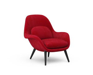 3d rendering of an isolated red modern lounge armchair