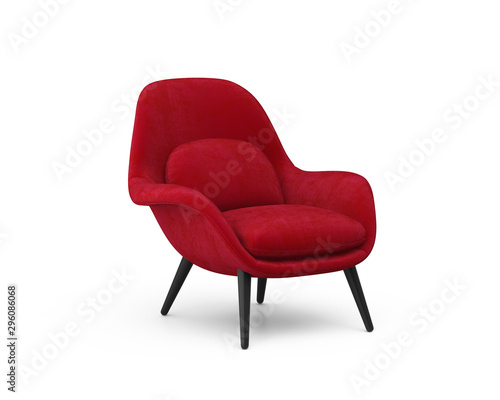 Cuadros en Lienzo 3d rendering of an Isolated red modern lounge armchair