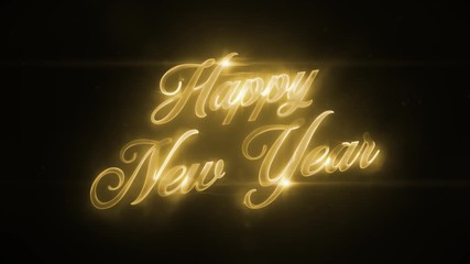 Wall Mural - happy new year background gold text animation/ 4k animation of a happy new year's eve background wit