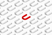 Red Letter U Amongst White Letters U, Concept Of Uniqueness, 3d Illustration