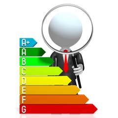 3D energy efficiency chart - power/ electricity saving concept - A+, A, B, C, D, E, F, G