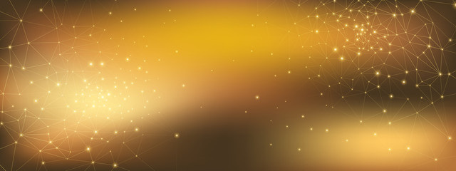 Wall Mural - gold technology abstract. big data 3d. glow grid