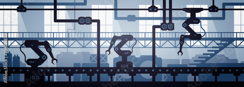 Fotografía Vector illustration of seamless factory line manufacturing industrial interior background