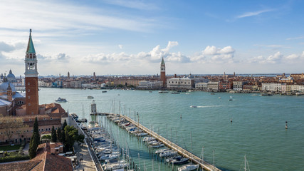 Wall Mural - view over the skyline of Venice Italy. above Venice in Italy Europe. beautiful city Venice landscape aerial view. aerial drone shot over Venice