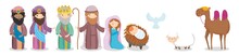 Joseph Mary Baby Wise Men Camel Sheep Pigeon Crib Nativity