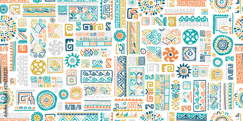 Cuadros en Lienzo Ethnic handmade ornament, seamless pattern