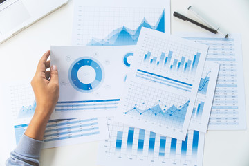 Wall Mural - businessman working data document graph chart report marketing research development planning managem