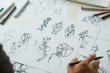 Wall Mural - animator designer development designing drawing sketching development creating graphic pose characte