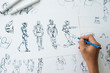 © Chaosamran_Studio - Animator designer Development designing drawing sketching development creating graphic pose characters sci-fi robot Cartoon illustration animation video game film production , animation design studio.