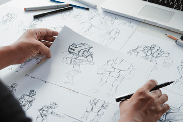 Wall Mural - animator designer development designing drawing sketching development creating graphic pose characte