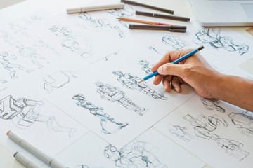 Wall Mural - animator designer development designing drawing sketching development creating graphic pose characte
