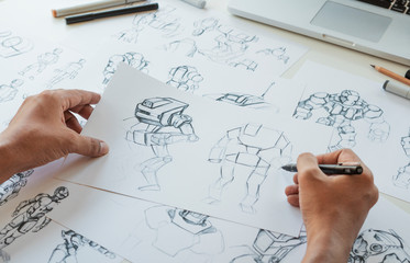 Wall Mural - animator designer development designing drawing sketching development creating graphic pose characte