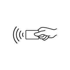 Contactless payment, credit card and hand tap pay wave logo. Vector wireless NFC and contactless pay pass