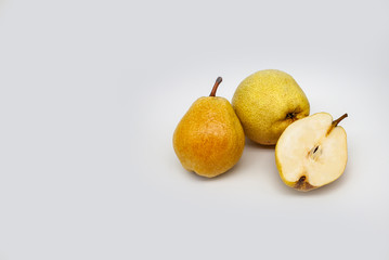 pears on white background