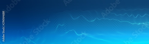 Abstract vector wireframe landscape background. Cyberspace grid.