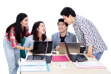 Poster - Business team laughing while working on studio