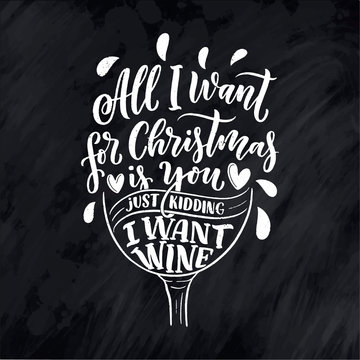Christmas quote. Winter xmas slogan. Hand drawn Calligraphic lettering. Inspirational text for invitation design. Vector