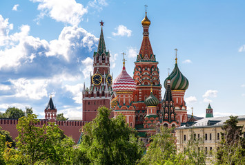 Poster - Moscow Kremlin, Cathedral of Vasily Blessed in summer day