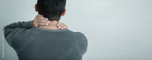Fotomural pain in the neck; medical concept, back view