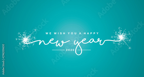 Cuadros en Lienzo We wish you a Happy New Year 2020 with trendy sea green color greeting card back