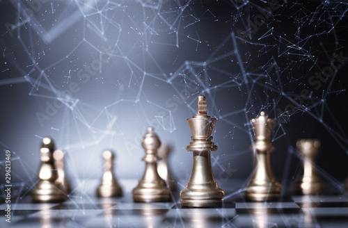 Fotomural Chess board game concept of business ideas and competition and strategy plan suc