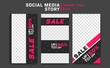 © Abdie - Black and pink social media instagram story template for promotion discount sale fun, modern and eyecatching vector template
