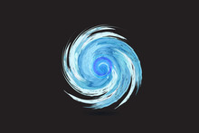 Logo Blue Spiral Waves Ocean Beach Swirl Watercolor Vector 