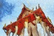 © Kittipong - Ancient thai architecture Illustrations creates an impressionist style of painting.