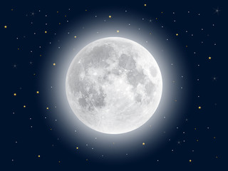 Wall Mural - Realistic full moon. Vector