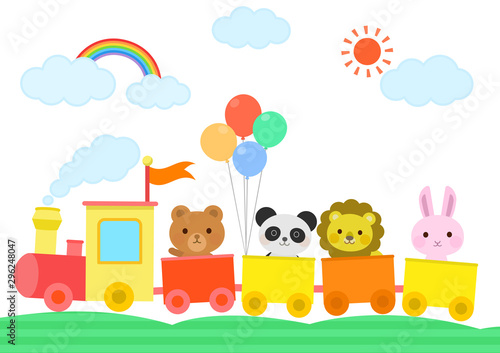 汽車に乗る動物 かわいい 子供向け イラスト Buy This Stock Vector