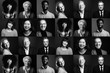 © Djomas - Collection of 9 happy people faces - black and white edition