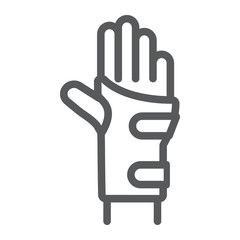 Wall Mural - wrist brace line icon, orthopedic and medical, arm bandage sign, vector graphics, a linear pattern o