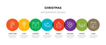 8 Colorful Christmas Outline Icons Set Such As 25-dec, Antlers, Balloons, Bauble, Bells, Calendar, Candy, Candy Canes